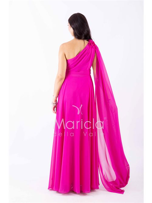 abito lungo fiore chiffon MARICLA ELEGANCE | FI7401FUCSIA